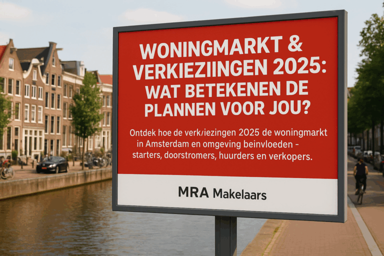 woningmarkt en verkiezingen 2025 bord MRA Makelaars